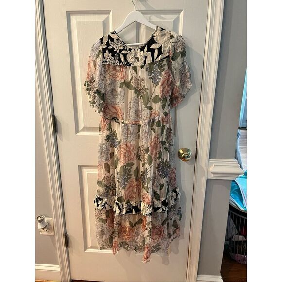 Jade Johnny Was Marion Silk Floral Tiered Maxi Dress sz XS NWOT ( it popped off) - Picture 8 of 13